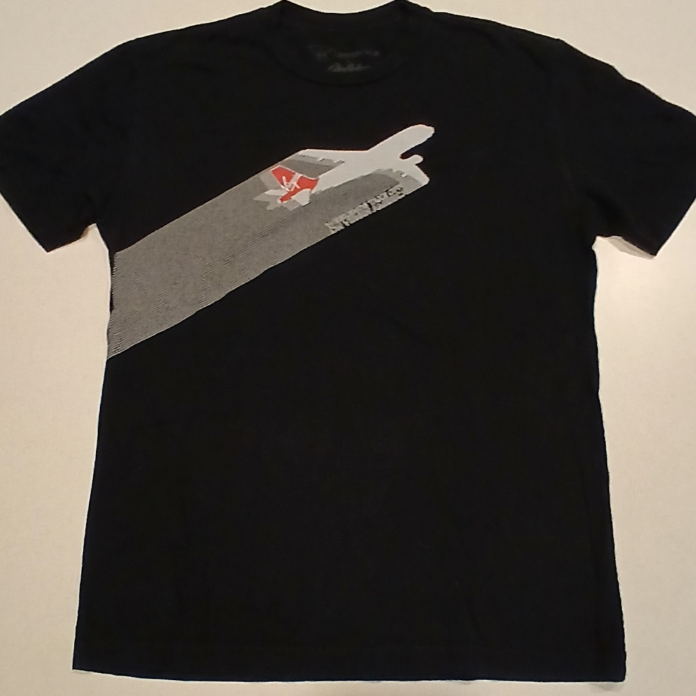 Vintage Virgin America Airines Black Tee w/ White & Red Graphic Men M Like New